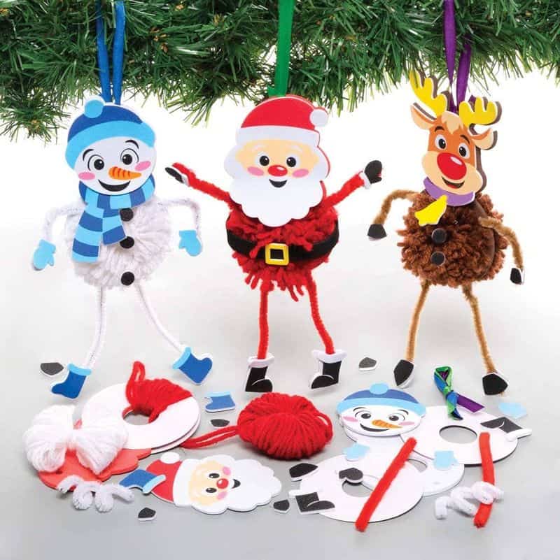 Pom-Pom Santa Ornaments