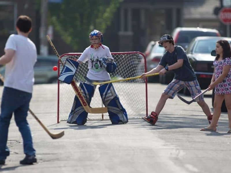 Playing Street Hockey