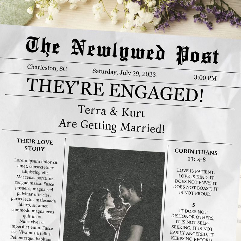 Engagement Announcement in Newspaper