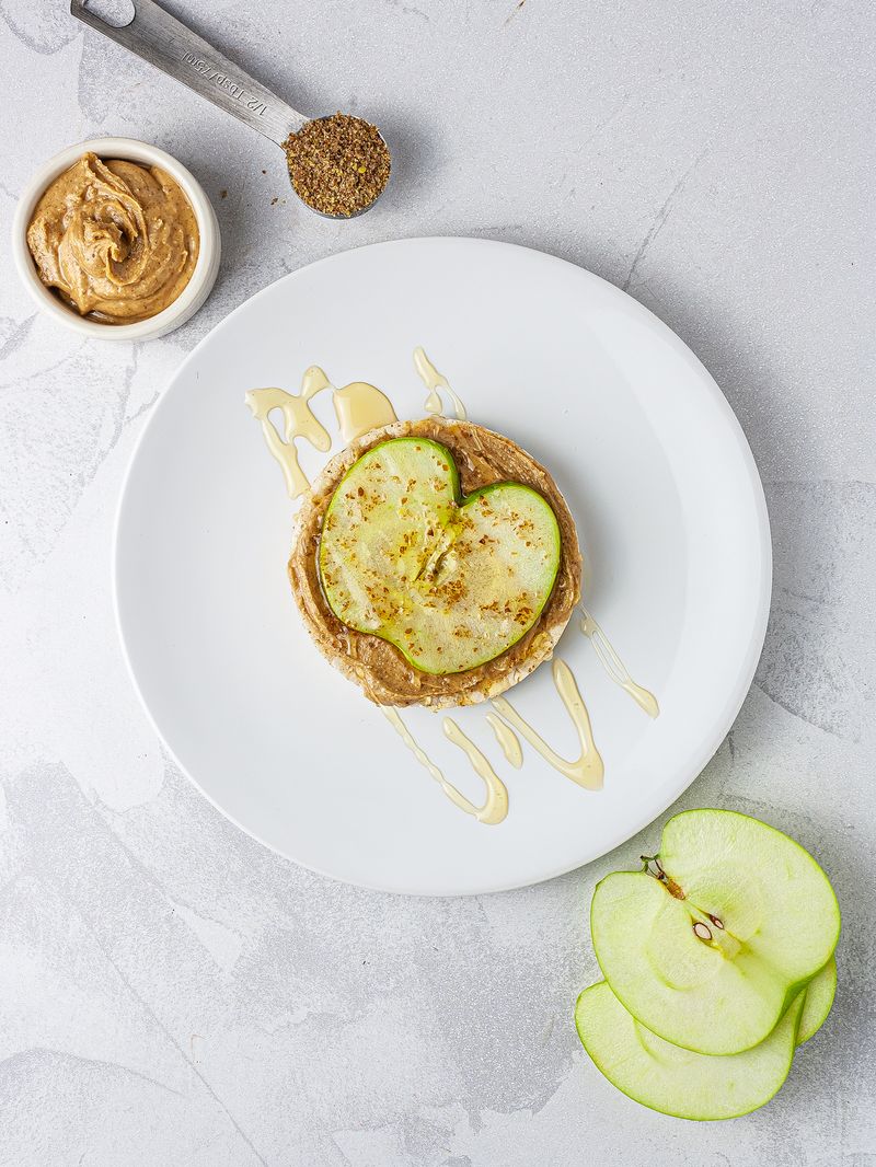 Rice Cakes with Almond Butter and Apple Slices