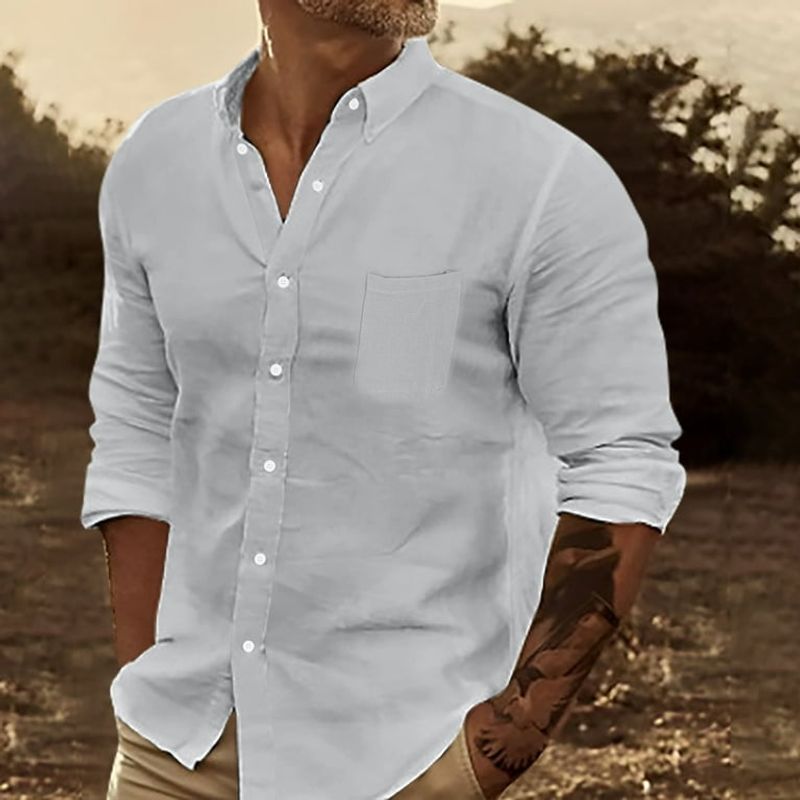 Button-Down Shirt with Rolled-Up Sleeves