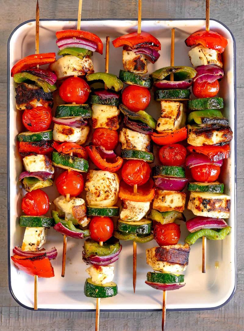 Grilled Halloumi and Vegetable Skewers