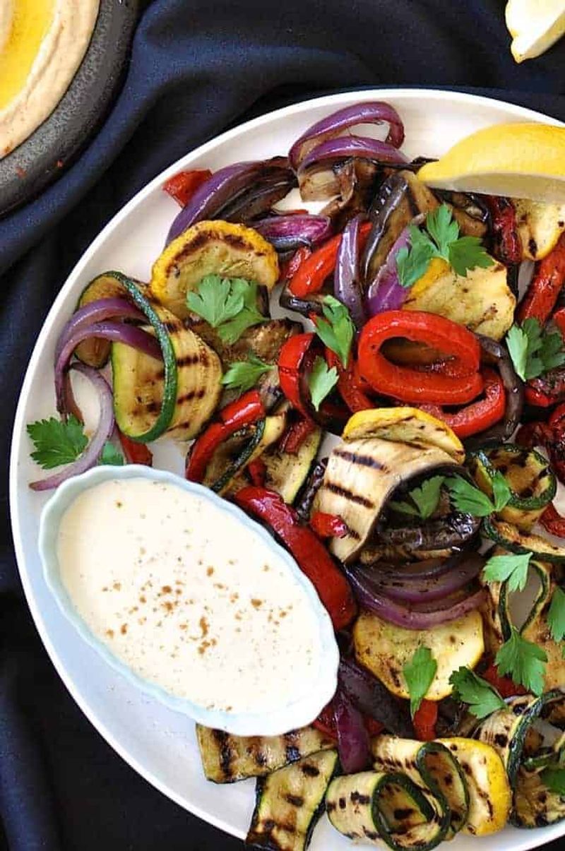Grilled Vegetable Platter with Hummus
