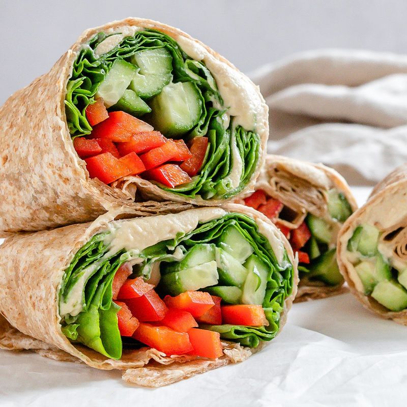 Veggie Hummus Wraps with Spinach and Avocado