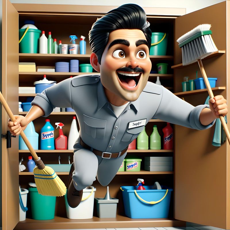 What did the janitor say when he jumped out of the closet?