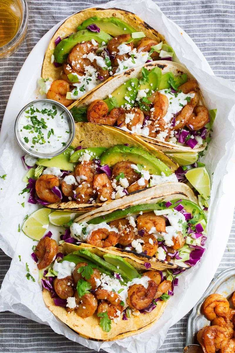Shrimp Tacos with Lime Crema