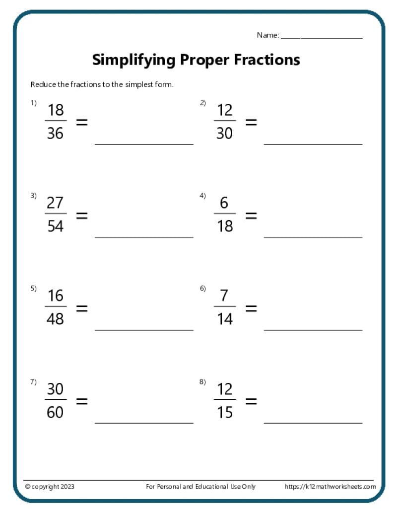 Math: Simplifying Fractions