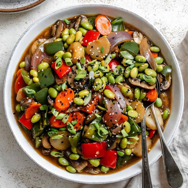 Edamame and Mushroom Stir-Fry