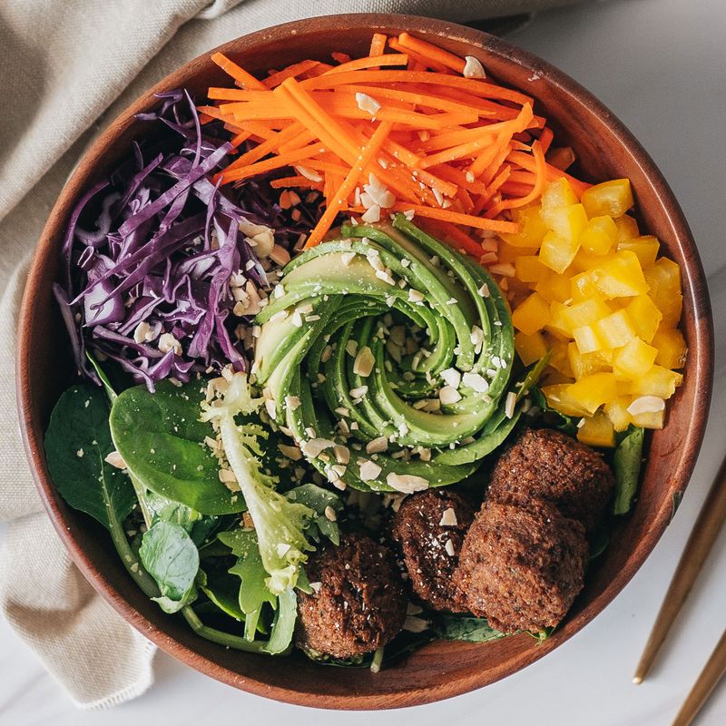 Avocado and Falafel Rainbow Salad