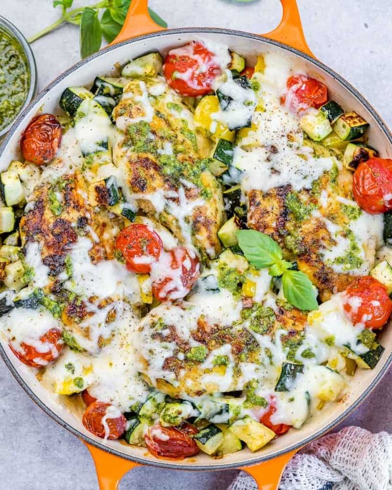 Pesto Chicken and Zucchini Skillet