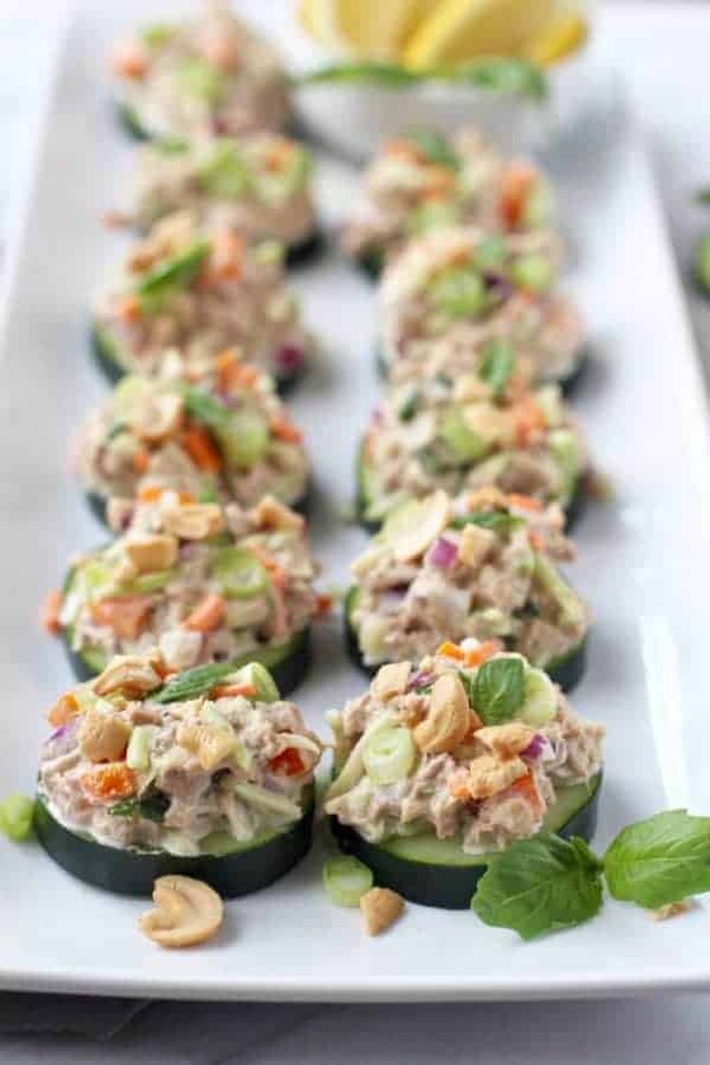 Tuna Salad on Cucumber Slices