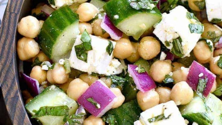 The Healthiest and Most Colorful Chickpea and Feta Salad Recipe