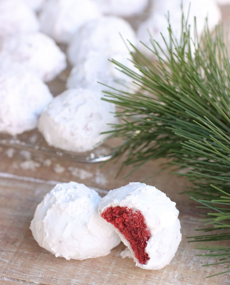 Red Velvet Snowball Cookies