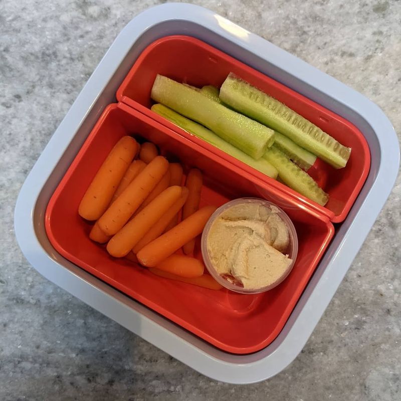 Carrot and Cucumber Sticks with Hummus