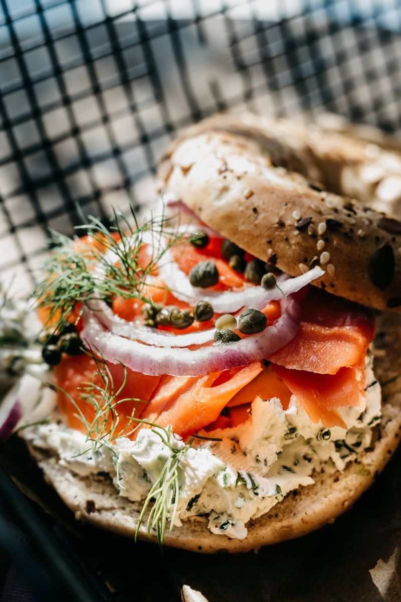 Mini Bagels with Lox and Cream Cheese