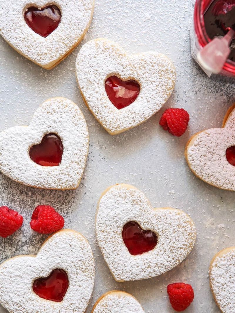 Raspberry Almond Linzer Cookies